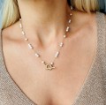 Naszyjnik choker perły ze STALI CHIRURGICZNEJ złoty