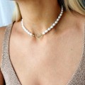 Naszyjnik choker perły ze STALI CHIRURGICZNEJ złoty