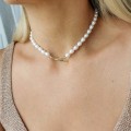 Naszyjnik choker perły ze STALI CHIRURGICZNEJ złoty