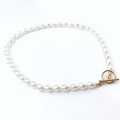 Naszyjnik choker perły ze STALI CHIRURGICZNEJ złoty