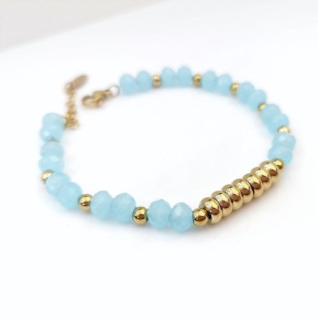 Bransoletka błękitne złote koraliki ze STALI CHIRURGICZNEJ koraliki 