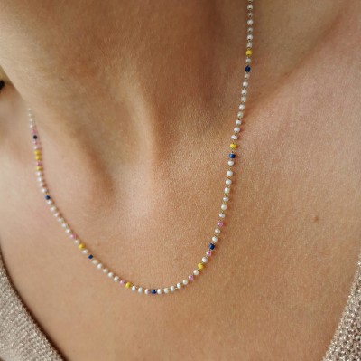 Naszyjnik koraliki ze STALI CHIRURGICZNEJ złoty