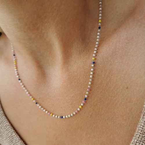 Naszyjnik koraliki ze STALI CHIRURGICZNEJ złoty