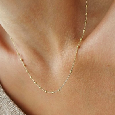 Złoty naszyjnik z kuleczkami ze STALI CHIRURGICZNEJ  