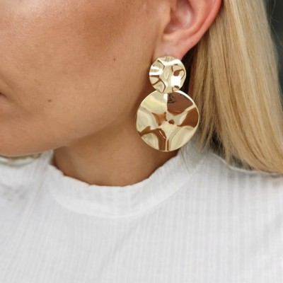 Złote kolczyki STAL CHIRURGICZNA  blaszki boho