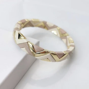 Bransoletka POZŁACANA ze STALI SZLACHETNEJ z beżowymi złotymi elementami  