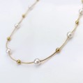 Złoty naszyjnik ze STALI CHIRURGICZNEJ perły kuli złote