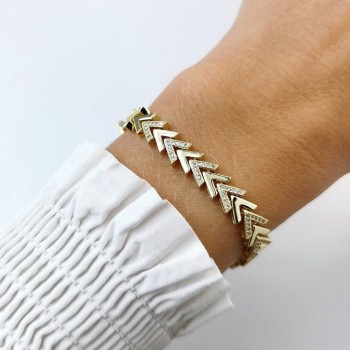 Bransoletka strzałki z cyrkoniami ze STALI SZLACHETNEJ złota  