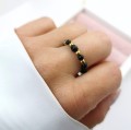 Pierścionek elastyczny z onyksem  czarny STAL CHIRURGICZNA