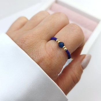 Pierścionek elastyczny z agatem STAL CHIRURGICZNA  fioletowy