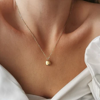 Naszyjnik zawieszka monetka pastylka ze STALI CHIRURGICZNEJ złoty