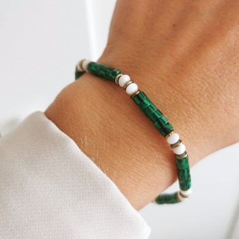  Bransoletka MALACHIT masa perłowa