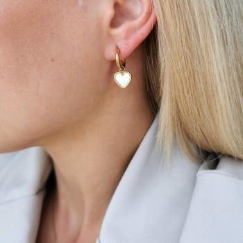 Kolczyki ze STALI CHIRURGICZNEJ koła serca masa perłowa 2w1