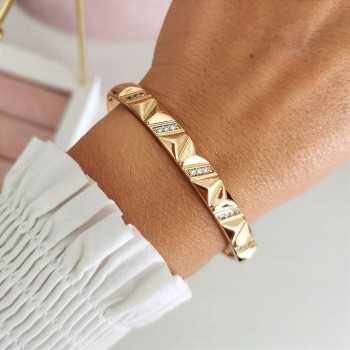 Bransoletka POZŁACANA bangle kryształy rose gold  