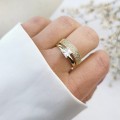 Pierścionek POZŁACANY kryształ z cyrkoniami kolor złoty