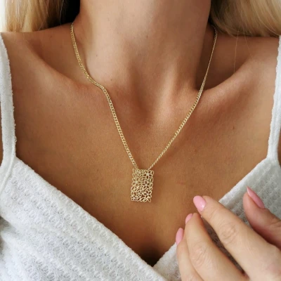 Naszyjnik kwiatuszki kryształy ze STALI CHIRURGICZNEJ złoty 