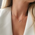 Naszyjnik STAL SZLACHETNA lunula księżyc kryształki kolor złoty