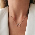 Naszyjnik STAL SZLACHETNA lunula księżyc kryształki kolor złoty