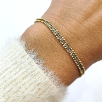 Bransoletka kuleczki potrójna ze STALI CHIRURGICZNEJ  złota