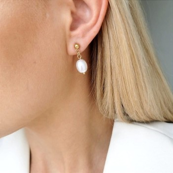 Kolczyki z perłą ze STALI CHIRURGICZNEJ złote