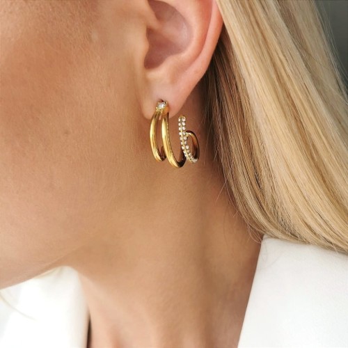 Kolczyki zawijane z kryształami ze STALI CHIRURGICZNEJ kolor złoty