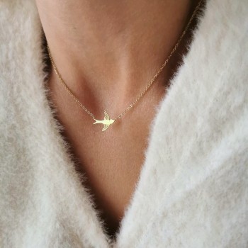 Naszyjnik jaskółka ze STALI CHIRURGICZNEJ złoty