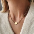 Naszyjnik choker SERCE pancerka ze STALI CHIRURGICZNEJ złoty