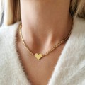 Naszyjnik choker SERCE pancerka ze STALI CHIRURGICZNEJ złoty