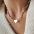 Naszyjnik choker SERCE pancerka ze STALI CHIRURGICZNEJ złoty
