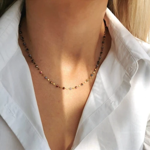 Naszyjnik koraliki kostki