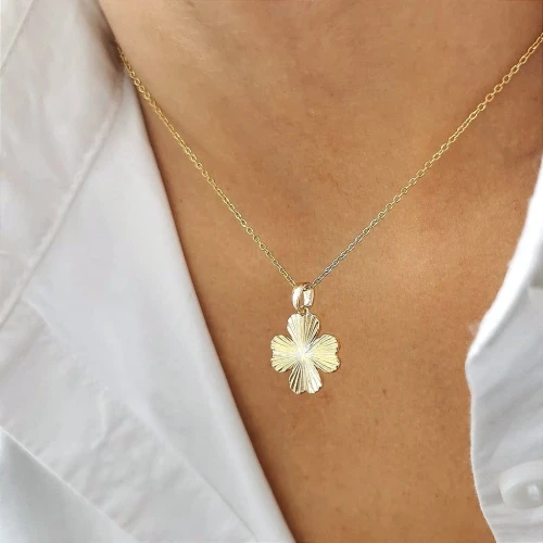 Naszyjnik złota koniczynka ze STALI CHIRURGICZNEJ