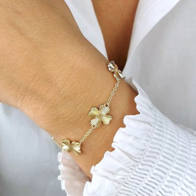 Bransoletka złote koniczynki ze STALI CHIRURGICZNEJ 