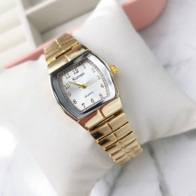 Zegarek damski ekskluzywny ZŁOTY  na bransolecie  perłowa tarcza 