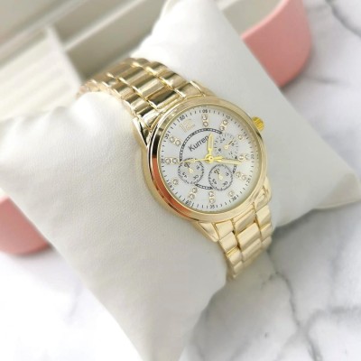 Zegarek damski ekskluzywny ZŁOTY  na bransolecie  biała tarcza   