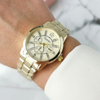 Zegarek damski ekskluzywny ZŁOTY  na bransolecie  złota tarcza  