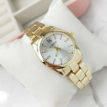 Zegarek damski ekskluzywny ZŁOTY  na bransolecie  perłowa tarcza 