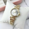 Zegarek damski ekskluzywny ZŁOTY  na bransolecie  szara perłowa tarcza