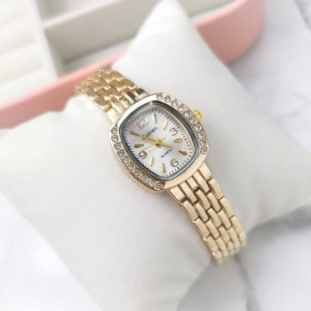 Zegarek damski ekskluzywny ZŁOTY  na bransolecie perłowa tarcza cyrkonie 