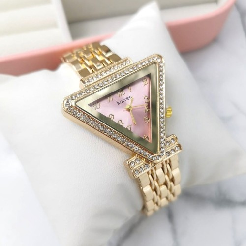 Zegarek damski ekskluzywny ZŁOTY  na bransolecie złota tarcza  cyrkonie