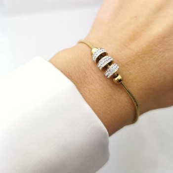 Bransoletka modułowa kryształy ze STALI CHIRURGICZNEJ złota