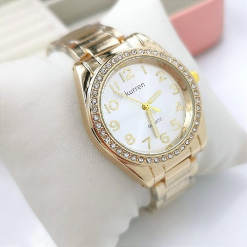 Zegarek damski ekskluzywny ZŁOTY  na bransolecie złota tarcza  cyrkonie