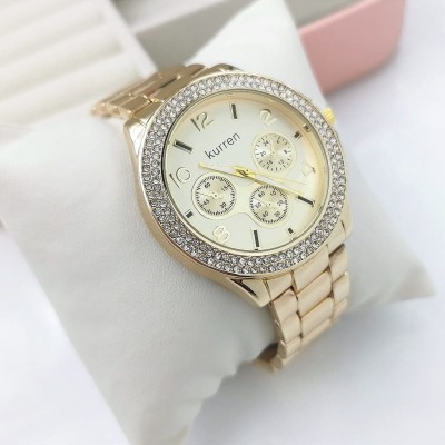 Zegarek damski ekskluzywny ZŁOTY  na bransolecie złota tarcza  cyrkonie 