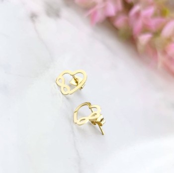 Kolczyki ze STALI CHIRURGICZNEJ serduszka nieskończoność ażurowe Blueberry