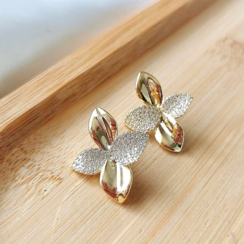 Kolczyki  Premium kryształowe listki STAL SZLACHETNA  