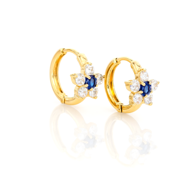 Kolczyki koła z kwiatuszkiem kryształy ze STALI SZLACHETNEJ