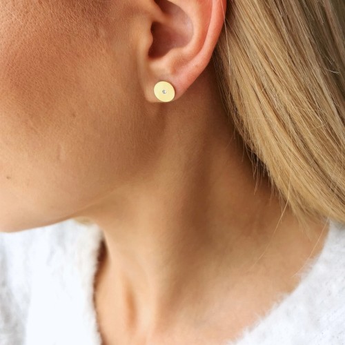 Kolczyki POZŁACANA STAL okrągłe z cyrkonią kolor złoty