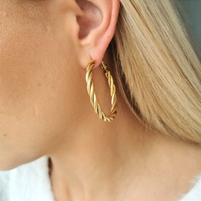 Kolczyki ze STALI CHIRURGICZNEJ koła plecione kolor złoty  