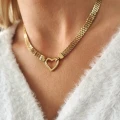 Naszyjnik choker serce mesh STAL CHIRURGICZNA złoty Premium