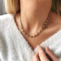 Naszyjnik podwójny sercduszka STAL CHIRURGICZNA złoty Premium
