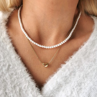 Naszyjnik perły złota ozdoba ze STALI CHIRURGICZNEJ złoty